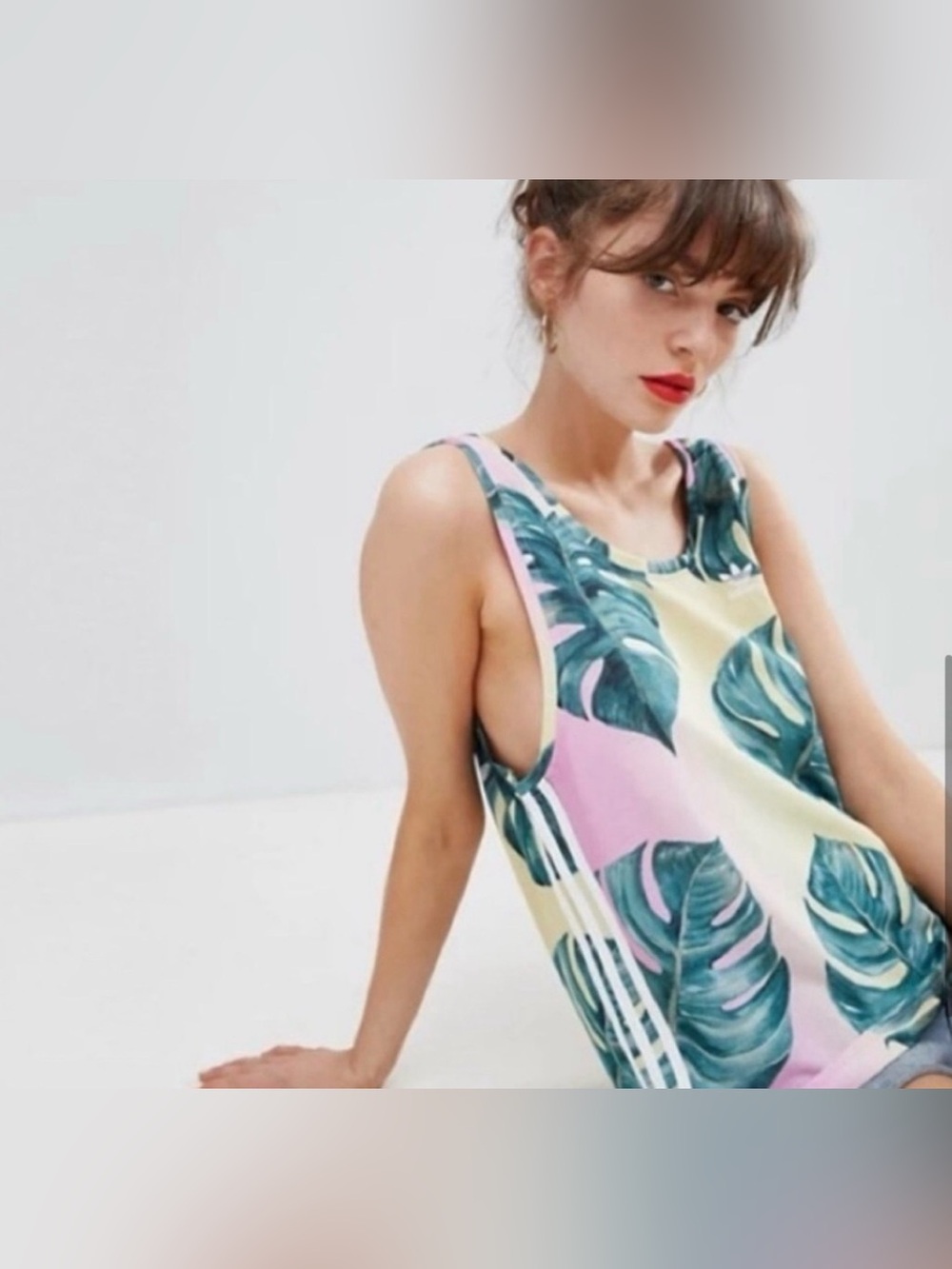 Adidas x Farm Rio Brazil Monstera Tropical Leaf 3 Stripes Tank Top S